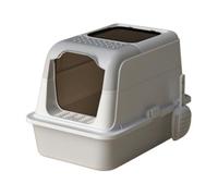 Easy to Feline Cat Toilet with Lid | Transparent Flip-Open Cover, Enclosed cat toilet with removal tool, Odor Control, for Home