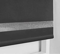 Easy to Fit Thermal BLACKOUT Dim Out Sparkle Diamond DIAMANTE Roller Blind (Child Safe) Charcoal 120cm