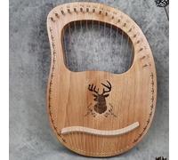 Easy to Learn Lap Harp Sets Box Type Classical 19 Steel Strings Mini Harp Mahogany Carving Scales(Deer B)