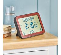 Easy To Read Calendar Clock - Freestanding or Hanging Multi-Language Clock - Displays Time, Day, Date, Month & Temperature mysmartbuy Brown One Size