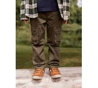 Easy to Slip-on Cargo Trousers with Lining for Boys khaki