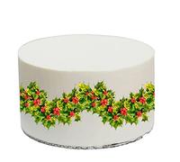 Easy to Use Edible Christmas Holly & Berries Decor Sheet Border Ribbon by LarryRoo - Ideal for decorating your cake!