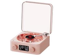 Easy Touch Speaker, Cute Speaker Waves Vinyl Mini Record Player 6x6x3" Portable Four Modes Wireless Retro Portable with LED Display Rechargeable for Home Office, Style 3