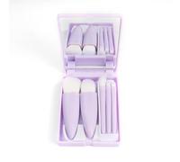 Easy Travel Mini Makeup Brush Set, Fully Functional Small Makeup Brush Set With Box and Mirror for On-The-Go Use (Purple)