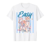 Easy Watercolor Tiger Floral Ocean Stripes Art T-Shirt