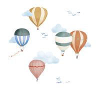 Easy Watercolour Hot Air Balloon Stickers Multicoloured one size