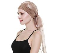 Easy Wear Chemo Caps for Women Cancer Scarves Hats Elastic Beanie Light Brown