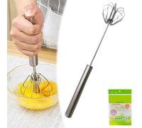 Easy Whisk Stainless Steel Hand Push Egg Beaters, Easy Whisk Handheld Mixer, Semi Automatic Whisk, Save Time and Effort, Perfect Mixing for Every Baking Experience (Grey,35.5 * 7 cm)