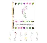 Easy Wildflowers Watercolor Workbook for Beginners, Water Coloring Book, 18 Colors Watercolors Paint Set, 12 Patterns Watercolor Kit, Stress Relief Gifts for Women Adults Teen