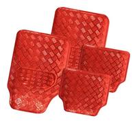 EASY WIPE CLEAN SET OF RED SHINY HEAVY DUTY CAR MATS ALUMINIUM FINISH PROTECTORS