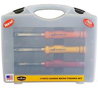 Easy Wood Tools 3-PC Easy Micro Set (12021) Wood Turning Tools Set with Bonus "Ci6-R1 Free Cutter". Set Includes Rougher, Finisher, Detailer as Well as a Sturdy Plastic Carrying case.