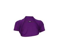 Easy Young Fashion 3009 Women's Bolero Jacket Short Sleeve Elastic & Figure-Hugging Basic Shoulder Jacket Soft Open Front Jacket, Purple, 32-38