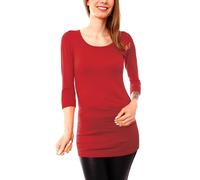Easy Young Fashion - T-Shirt Women - Basic - U Neck Tunic - Red -