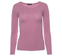 Easy Young Fashion Women's basic long-sleeved shirt, skinny fit, raspberry, M