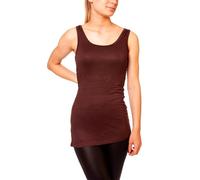 Easy Young Fashion Women's Basic Tank Top Straps Shirt Long Top Vest Extra Long Skiny Fit, dark brown, One size fits all