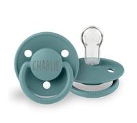 Easy2Name - Dummies Bibs© with Personalisation - Add The Name of The Baby and Avoid Confusion. One Size (0-36 Months). Dishwasher Safe. Colour: (Island Sea)
