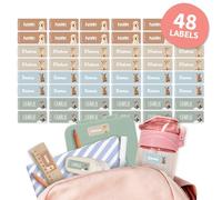 Easy2Name Name Stickers for Children - Personalisable Name Labels with Name & Real World Motifs - Waterproof and Durable - Ideal for School & Nursery - Wildlife (Animals, 48)