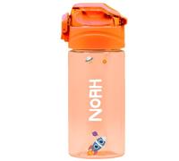 EASY2NAME Personalisable Water Bottle for children - leak-proof children's drinking bottle with straw - 100% BPA-free - robust bottle for boys and girls - dishwasher safe - 450ml - (Orange)