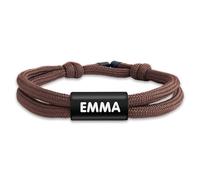 EASY2NAME - Personalised bracelet for boys & girls - Bracelet personalised for children - Braided fabric ribbon customisable with 2 lines of text. (Brown)