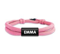 EASY2NAME - Personalised bracelet for boys & girls - Bracelet personalised for children - Braided fabric ribbon customisable with 2 lines of text. (Pink)