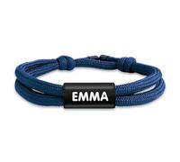 EASY2NAME - Personalised bracelet for boys & girls - Bracelet personalised for children - Braided fabric ribbon customisable with 2 lines of text. (Navy Blue)