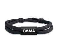 EASY2NAME - Personalised bracelet for boys & girls - Bracelet personalised for children - Braided fabric ribbon customisable with 2 lines of text. (Black)