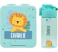EASY2NAME Personalised Drinking Bottle and Lunchbox Set. Drinking Bottle 450ml with Straw. 100% BPA-Free (Mint Green)