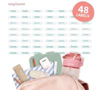 Easy2Name - Personalised mini XS Name Labels - Waterproof Name Stickers for Children and Adults - Ideal as Name Stickers in The Office, Workshop or School -20x4mm - Transparent (Turquoise, 48)