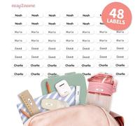 Easy2Name - Personalised mini XS Name Labels - Waterproof Name Stickers for Children and Adults - Ideal as Name Stickers in The Office, Workshop or School - 20x4mm - White (Black, 48)
