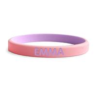 EASY2NAME SOS Wristband for Children - Two-Tone Safety Bracelet Personalised with child's name and phone number. Perfect for outdoor activities (Light Pink - Lavander)