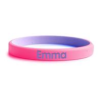 EASY2NAME SOS Wristband for Children - Two-Tone Safety Bracelet Personalised with child's name and phone number. Perfect for outdoor activities (Neonpink-Lavander)