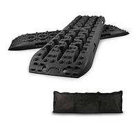 Easy4straps 2Pc Heavy Duty 10t Off Road Traction Grip Winter Mats Boards 4x4 Escape Recovery Track Tire Ladder Sand/Mud/Snow for Car AUV Emergency (Black-Large)