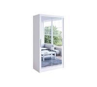 Easy4You K7 100 cm White Sliding Doors Wardrobe Full Mirror