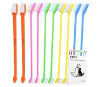 EASYA 10 Pcs Double Headed Pet Dog Toothbrush for Small Dogs/ Soft Bristles Small Puppy Dog Long Handle Tooth Brush for Dogs Teeth Cleaning/Bulk Dog Toothbrushes for Pet Dental & Oral Care (Colours)
