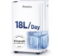 EasyAcc ® 18L/Day Desiccant Marine Dehumidifier - Energy Efficient Room for 2000 ft with Dry Laundry Mode, Humidity Sensor& Timer，Continuous Drainage《The Telegraph Recommended-Approved》BEST BUY AWARD