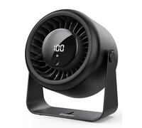 EasyAcc Air Circulator Fan with 5200mAh Battery, 4.2m/s Powerful Turbo Desk Fan for Damp Heat, 5-Speed Quiet Rechargeable Portable Fan with Type-C for Bathroom Kitchen Bedroom Office, Black