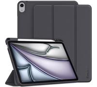 EasyAcc Case Compatible with iPad Air M3/ M2 11 inch/iPad Air 5 2022 / Air 4 2020 Case 10.9 Inch with Pen Holder, Trifold Stand Thin Tablet Protective Cover with Soft TPU Back, Dark Grey