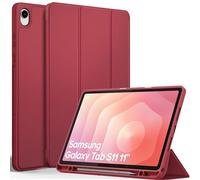 EasyAcc Case Cover Compatible with Samsung Galaxy Tab S11 2025 11 Inch SM-X730 / SM-X736 with Pen Holder S - Ultra Slim with Stand Function Slim PU Leather Protective Cover, Wine Red