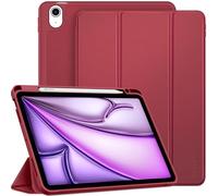 EasyAcc Case for iPad Air M3/ M2 11 inch, iPad Air 7th/6th/5th/4th Generation 10.9 2025/2024/2022/2020 with Pencil Holder, Soft TPU with Stand PU Leather Protective Case, Wine Red