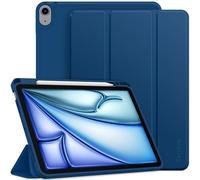 EasyAcc Case for iPad Air M4/M3/M2 11 inch 2026/2025/2024, iPad Air 8th/5th/4th Generation 10.9/2022/2020 with Pencil Holder, Soft TPU with Stand PU Leather Protective Case, Sea Blue