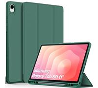 EasyAcc Case for Samsung Galaxy Tab S11 2025 11 Inch SM-X730 / SM-X736 with S Pen Holder, Thin with Stand Function, Slim PU Leather Protective Case, Midnight Green