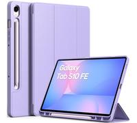 EasyAcc Case for Samsung Galaxy Tab S9 FE 10.9 Inch / S9 2023 11 Inch with S Pen Holder - Ultra Thin with Stand Function Slim PU Leather Protective Case Flower Purple