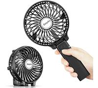 EasyAcc Handheld Fan Portable USB Fan 3 Speeds [Lifetime Service] 180° Foldable Powered Personal Mini Electric Fan With Rechargeable Battery Folding Adjustable Speeds Fan Home Travel Outdoor Black