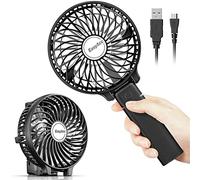 EasyAcc Handheld Fan Portable USB Fan180° Foldable Up 10 Hours 3 Speeds Powered Personal Mini Electric Fan Rechargeable Battery Folding Adjustable Fan Home Travel Outdoor Black