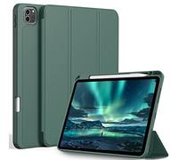 EasyAcc iPad Pro 11 Inch Case (2022/2021/2020/2018) with Pencil Holder, Support Pencil Charging, Slim Tablet Cover with Soft, Self-Sleep/Star(Night Green)