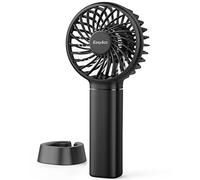 EasyAcc Mini Handheld Fan, Powerful Desk Fan 3000mAh Up to 15Hours with Lanyard & Detachable Base 3 Speed USB C Rechargeable Portable Fan Quiet Personal Pocket for Kids Girl Women Travel Home-Black