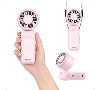 EasyAcc Portable Handheld Turbo Fan,Max 20H Powerful High Speed Cooling Fan, 5000mAh 3 Speeds USB-C Rechargeable Mini Fan for Travel, Outdoor, Summer & Hot Flashes Pink