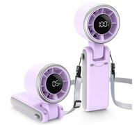 EasyAcc Portable Handheld Turbo Fan, Powerful High Speed Cooling Fan, 5 Speeds 4000mAh USB-C Rechargeable Mini Desk Fan for Travel, Outdoor, Summer & Hot Flashes Purple
