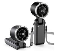 EasyAcc Portable Handheld Turbo Fan, Powerful High Speed Cooling Fan, 5 Speeds 4000mAh USB-C Rechargeable Mini Fan for Travel, Outdoor, Summer & Hot Flashes Black