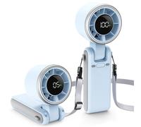 EasyAcc Portable Handheld Turbo Fan, Powerful High Speed Cooling Fan, 5 Speeds 4000mAh USB-C Rechargeable Mini Desk Fan for Travel, Outdoor, Summer & Hot Flashes Blue